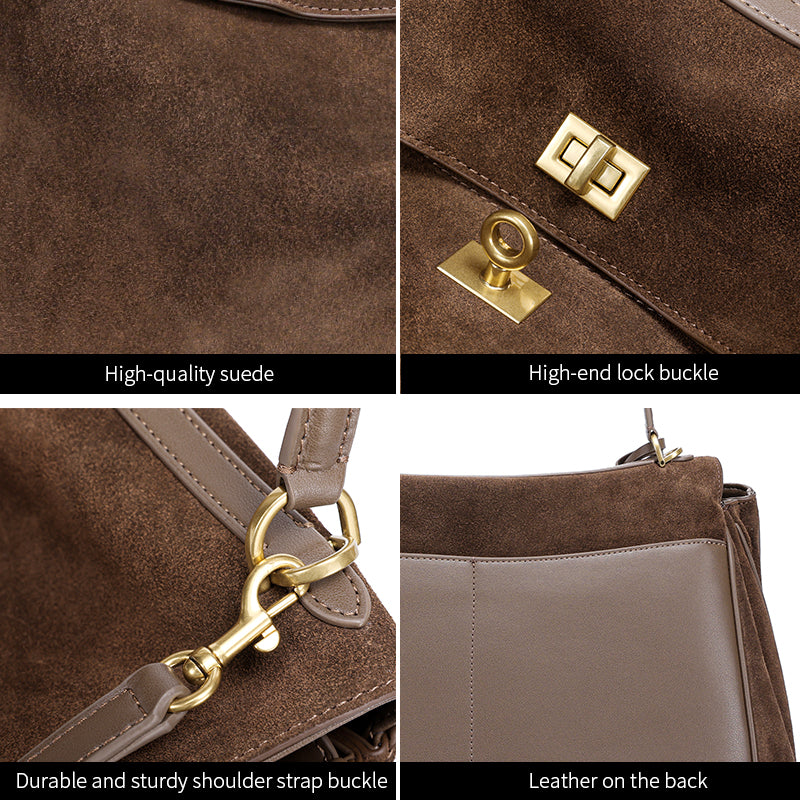 Luxury Suede Leather Shoulder Bag - Clarisse