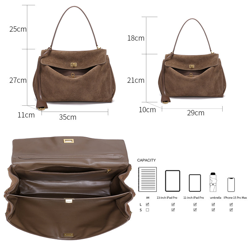 Luxury Suede Leather Shoulder Bag - Clarisse