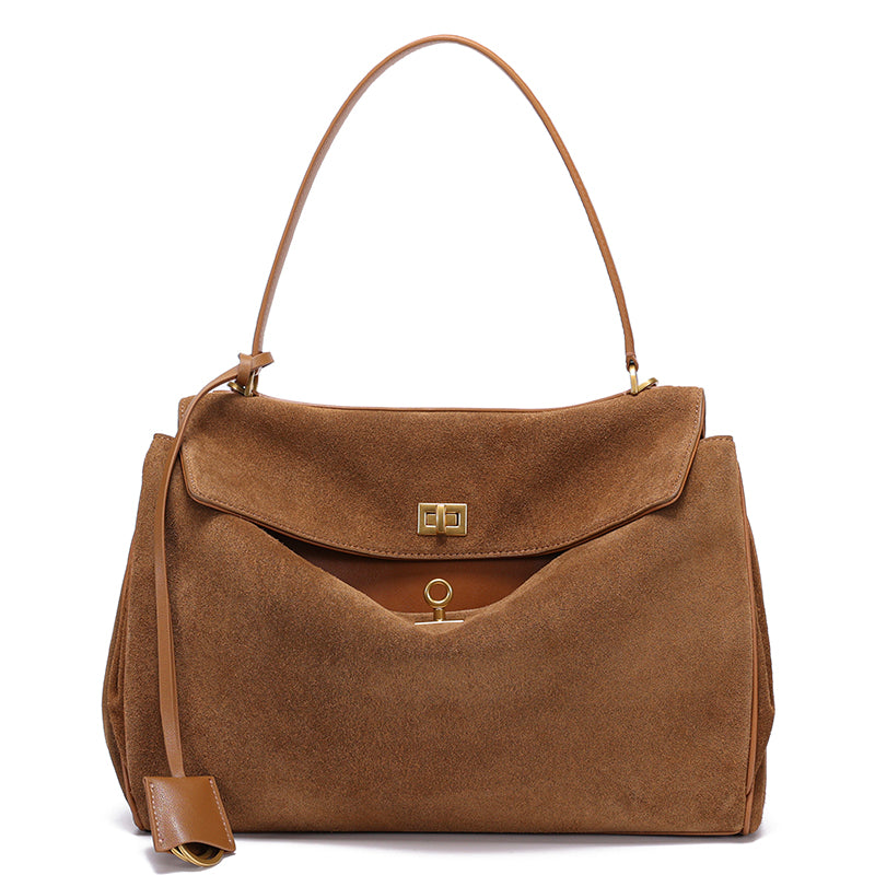 Luxury Suede Leather Shoulder Bag - Clarisse