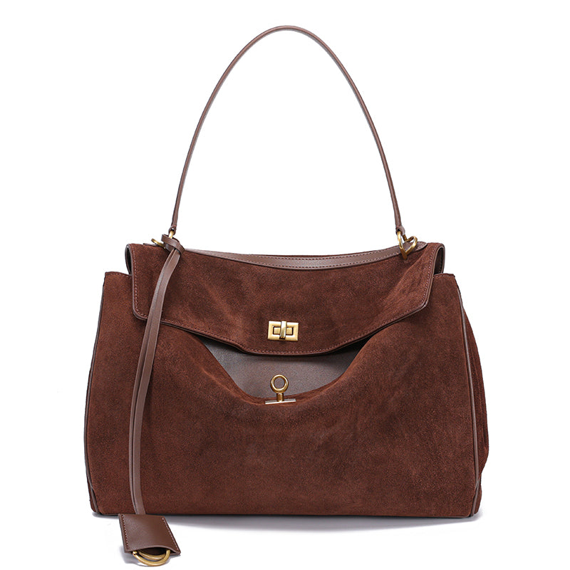 Luxury Suede Leather Shoulder Bag - Clarisse