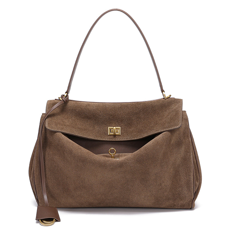 Luxury Suede Leather Shoulder Bag - Clarisse