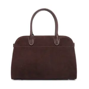 Close-up of brown genuine cow leather bag serena Donna Puo handbag