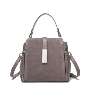 Rosa handbag available in gray leather color option