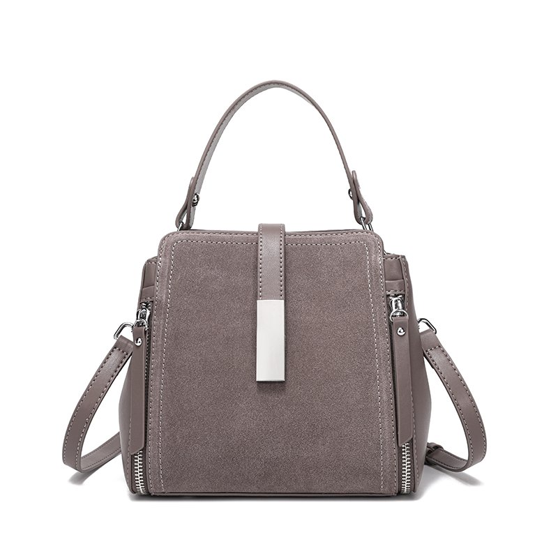 Rosa handbag available in gray leather color option