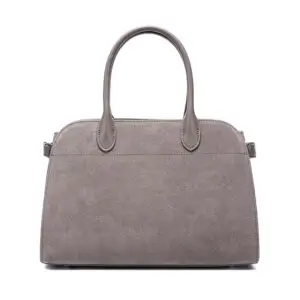Close-up of grey genuine cow leather bag serena Donna Puo handbag