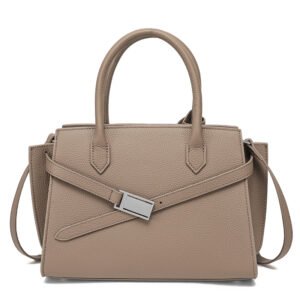 luxury handbag from the Donna Puo brand in beige color