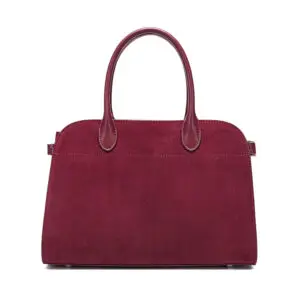 Close-up of red genuine cow leather bag serena Donna Puo handbag